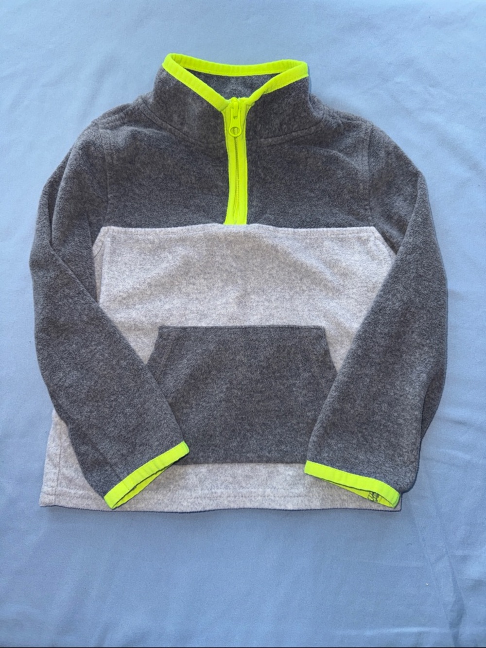 OshKosh B'gosh Dark Gray & Light Gray Quarter-Zip Pullover with Neon Yellow Trim